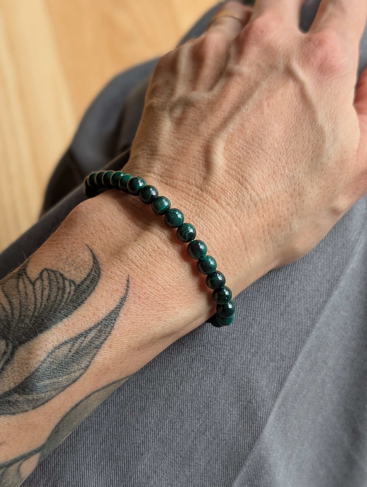 Bracelet en malachite 6mm 17 cm