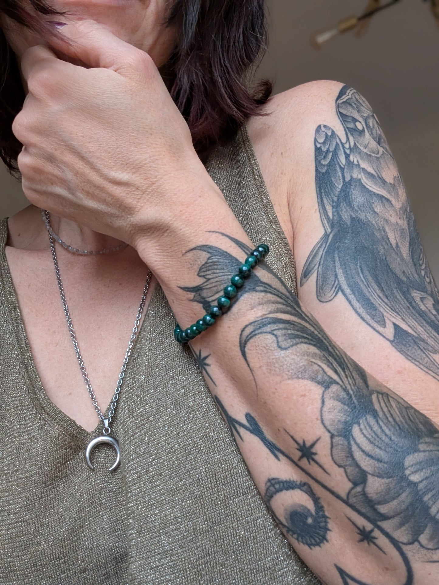 Bracelet en malachite 6mm 17 cm