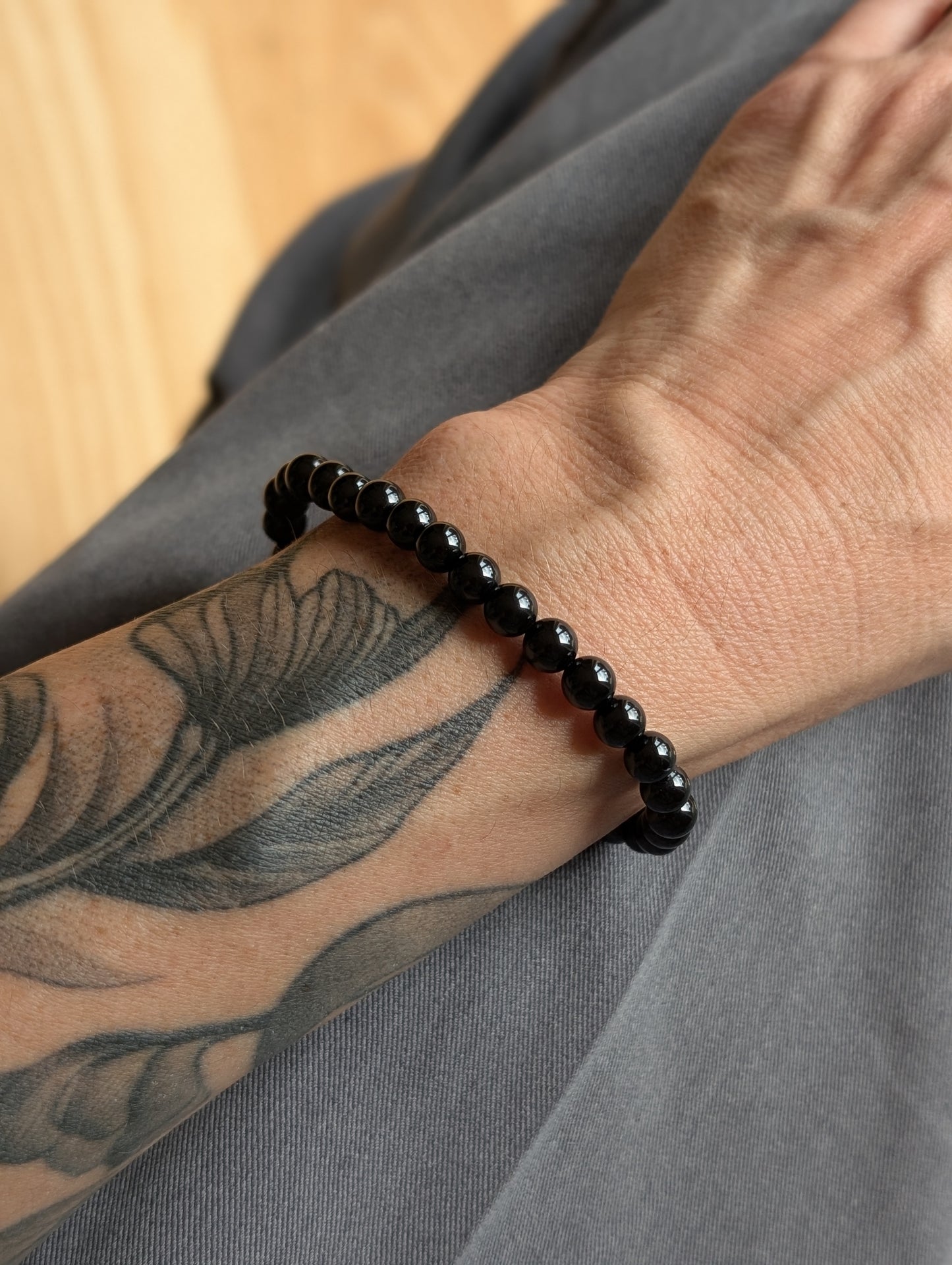 Bracelet en spinelle noire 17 cm