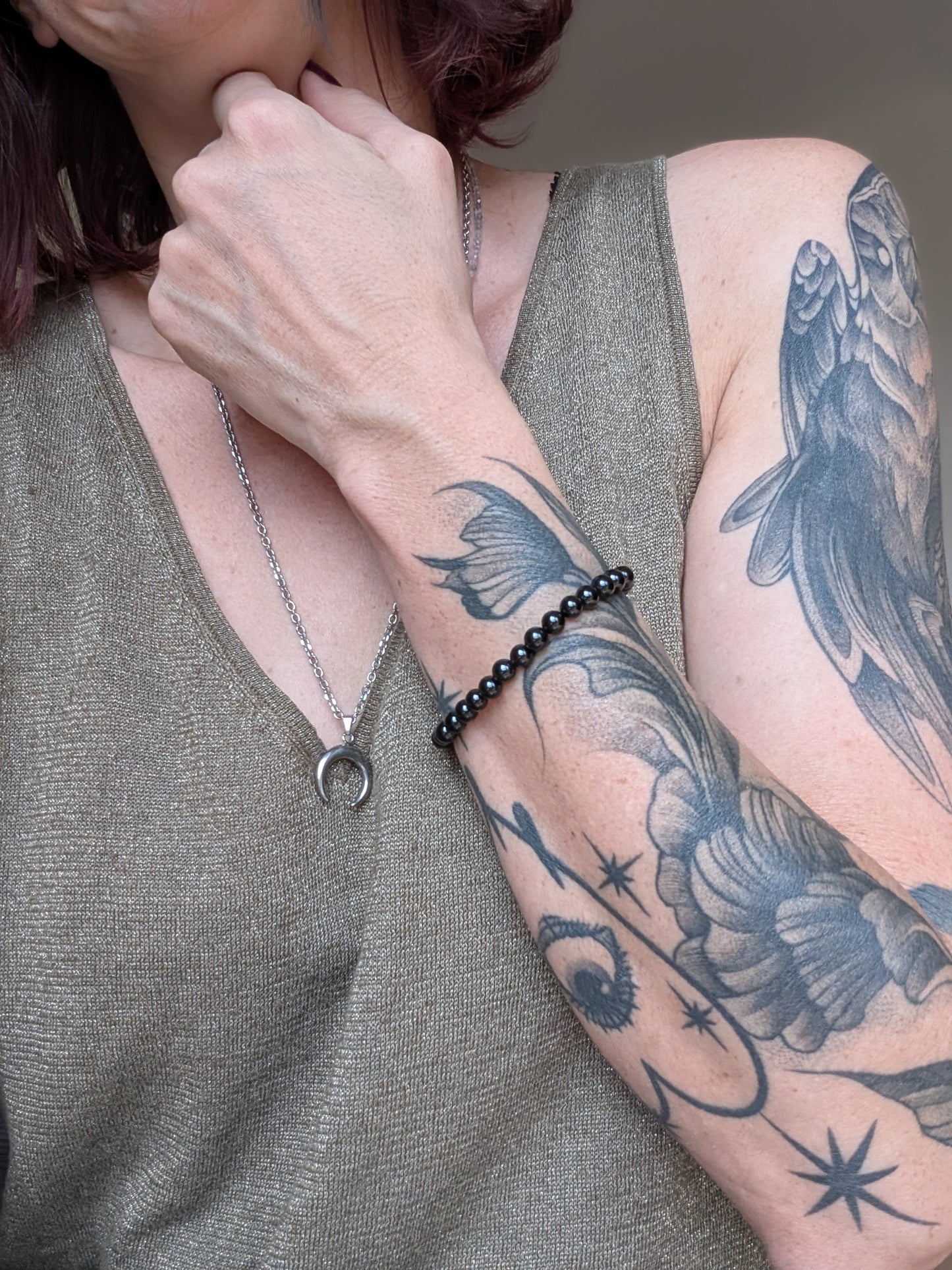 Bracelet en spinelle noire 17 cm