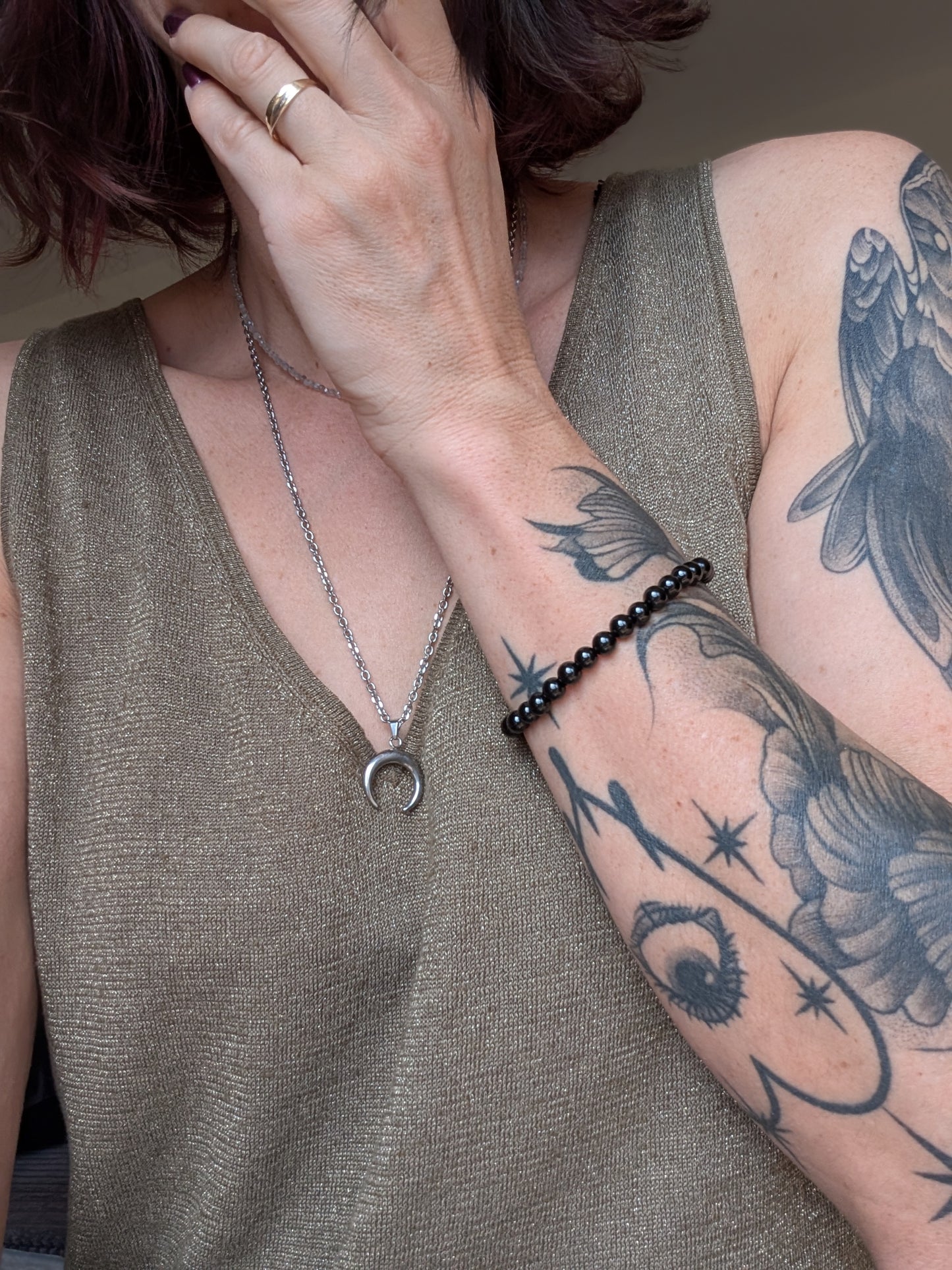 Bracelet en spinelle noire 17 cm