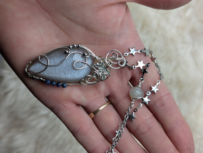 Collier Elfique avec pierre de lune et sodalites