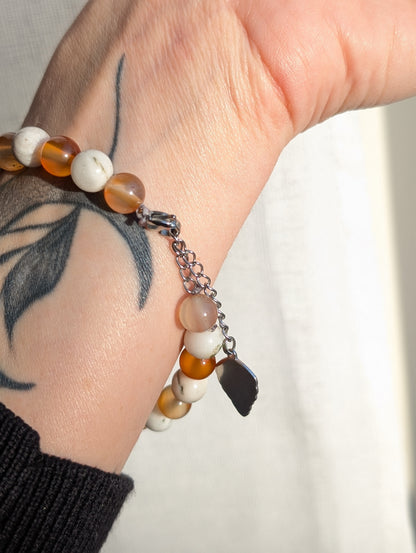 Bracelet réglable 17 à 25 cm cornaline agate mousse agate arbre