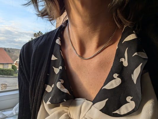 Collier acier inoxydable ras du cou maille 39 cm