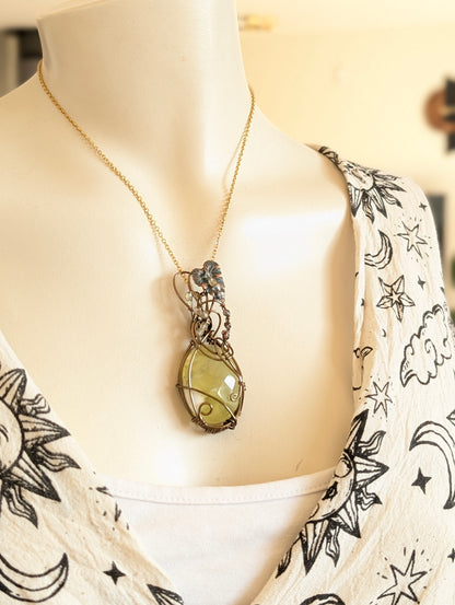 Collier wirewrap avec prehnite citron