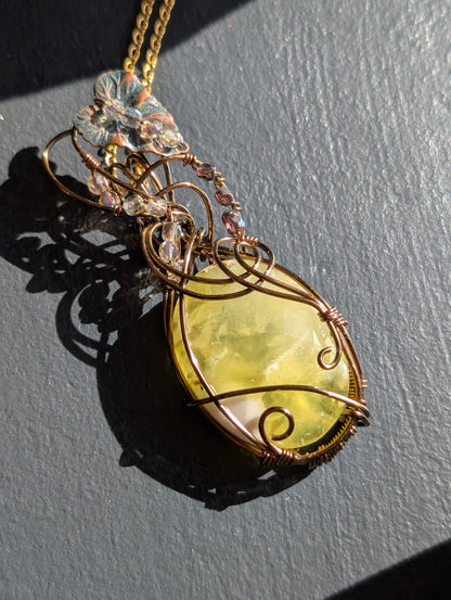 Collier wirewrap avec prehnite citron