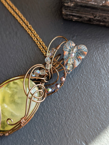 Collier wirewrap avec prehnite citron