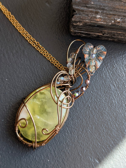 Collier wirewrap avec prehnite citron