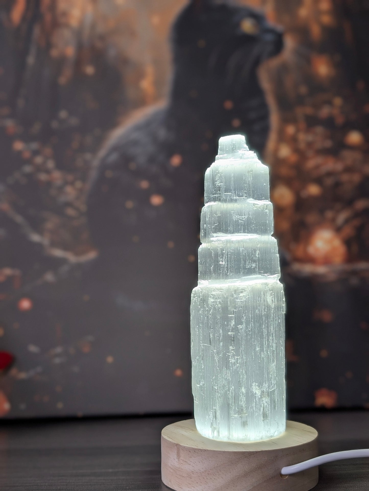 1 tour en sélénite avec ou sans lampe