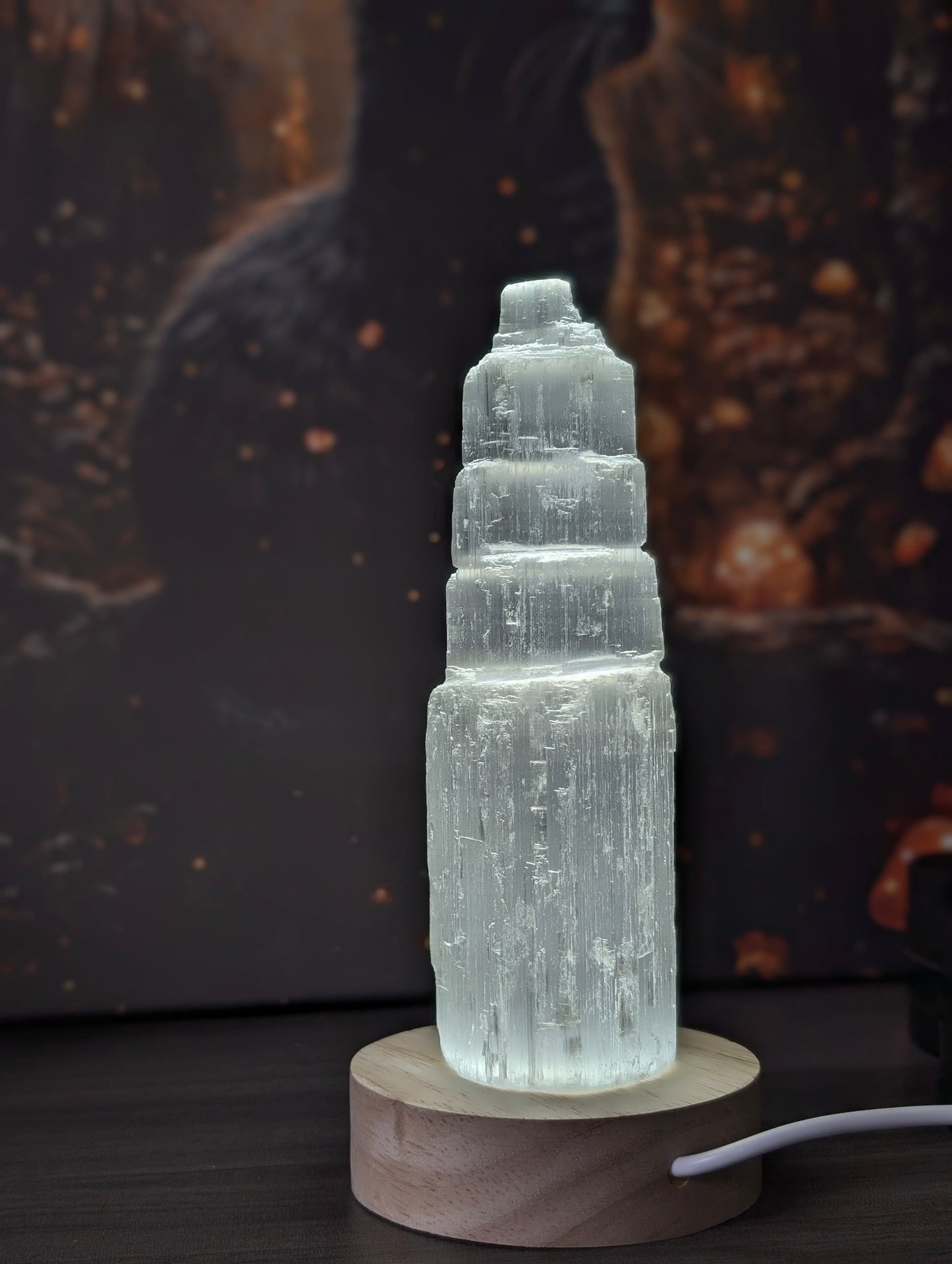 1 tour en sélénite avec ou sans lampe