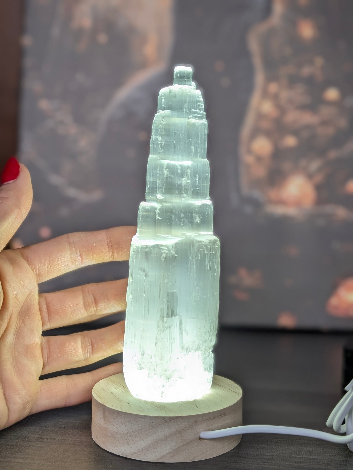 1 tour en sélénite avec ou sans lampe