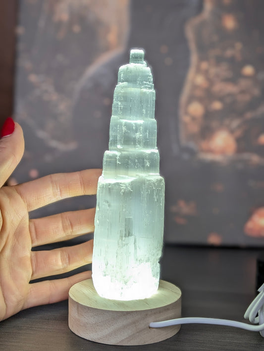 1 tour en sélénite avec ou sans lampe