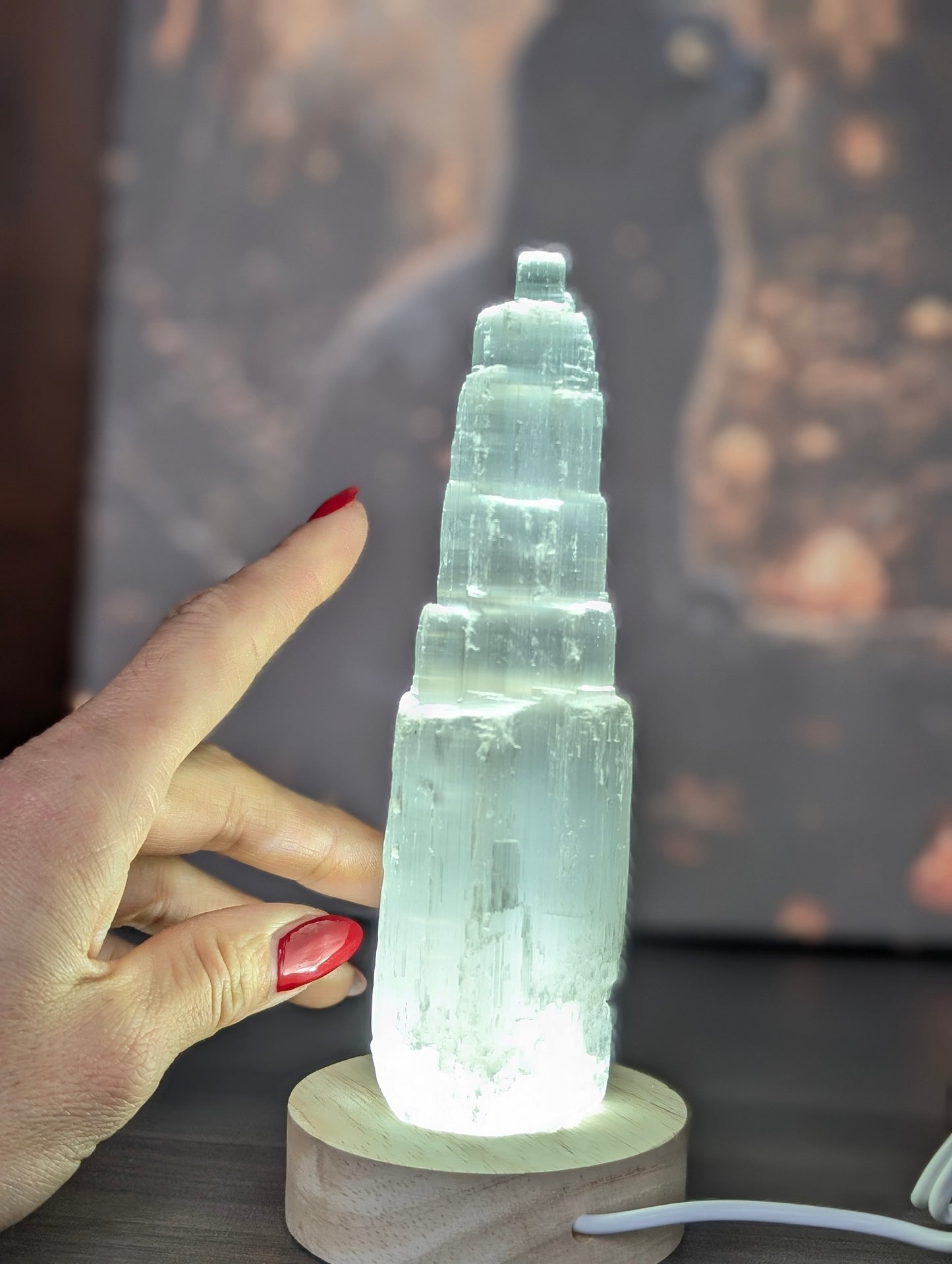 1 tour en sélénite avec ou sans lampe