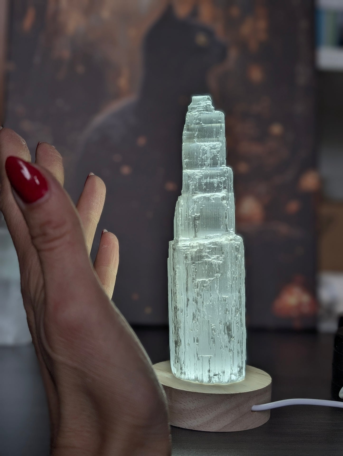 1 tour en sélénite avec ou sans lampe