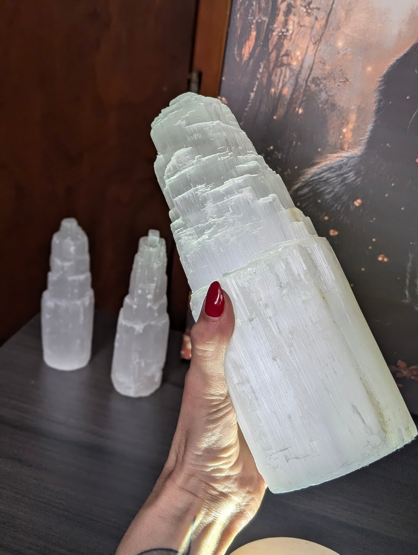 Lampe sélénite avec socle lumineux