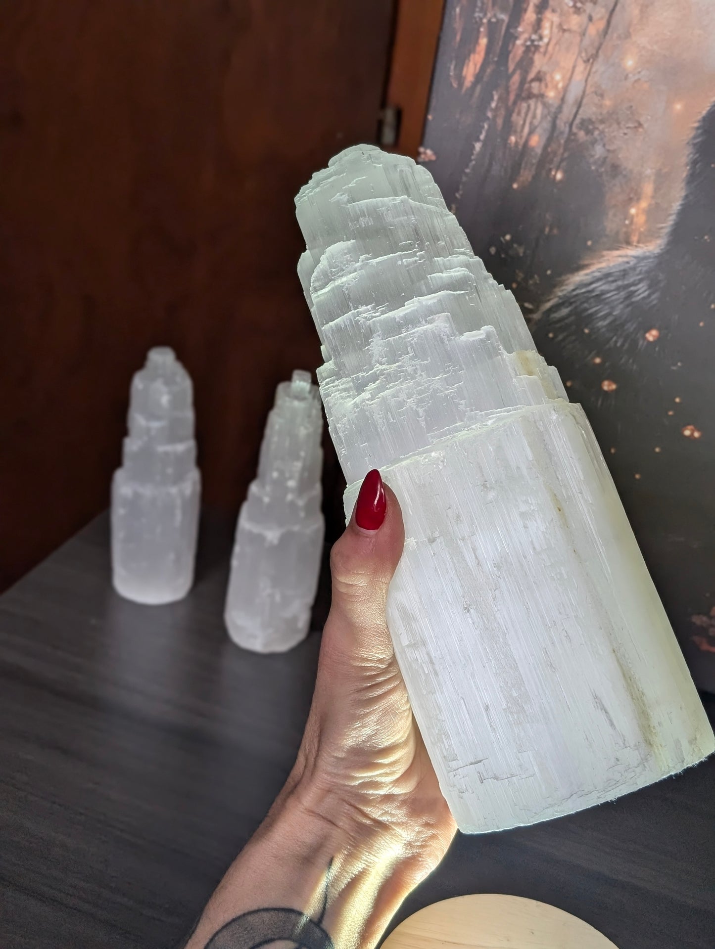 Lampe sélénite avec socle lumineux
