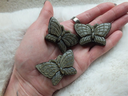 Papillon cabochon épais en obsidienne dorée - Aurore Lune 