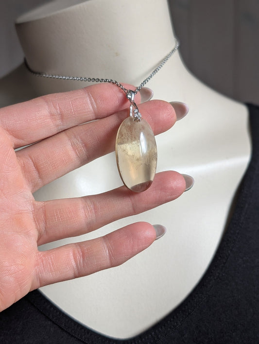 Pendentif citrine avec chaîne inox - Aurore Lune 