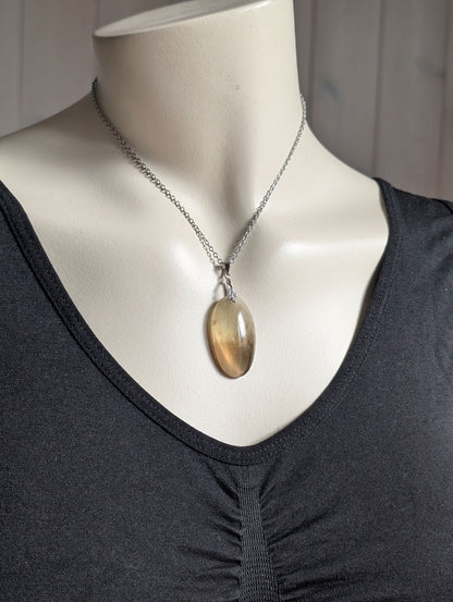 Pendentif citrine avec chaîne inox - Aurore Lune 