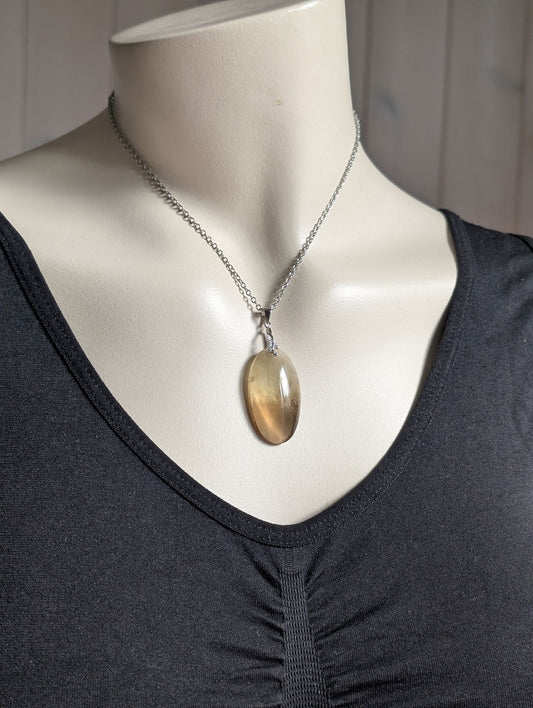 Pendentif citrine avec chaîne inox - Aurore Lune 