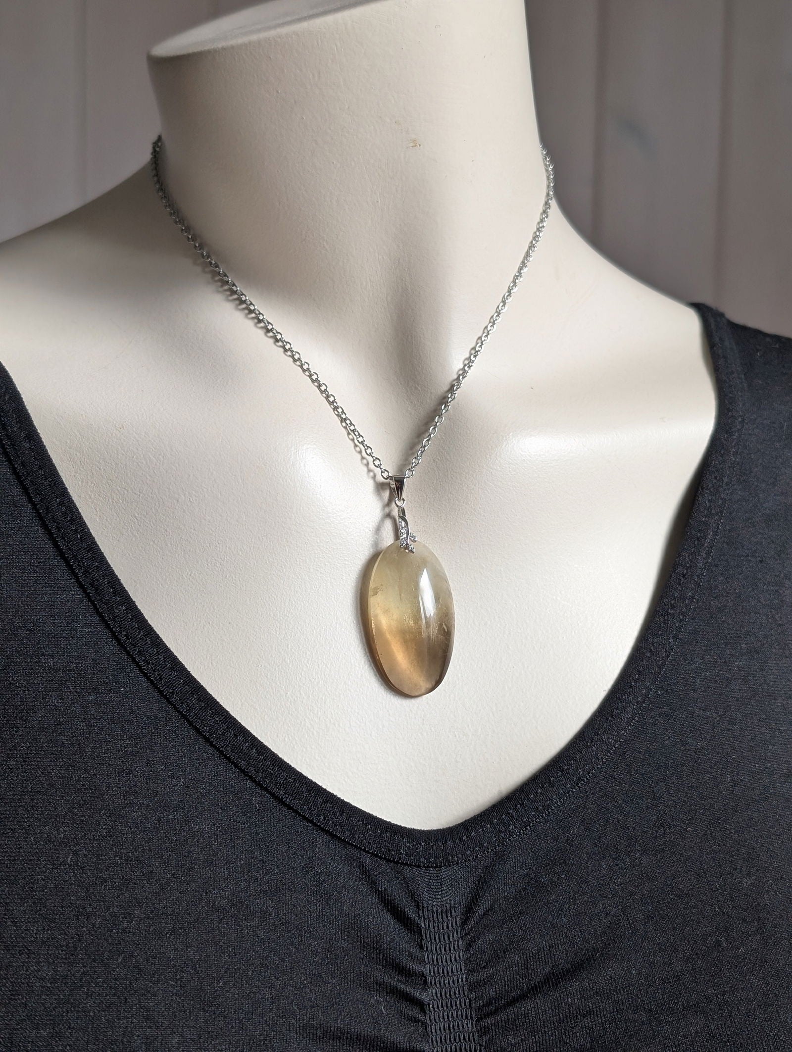 Pendentif citrine avec chaîne inox - Aurore Lune 