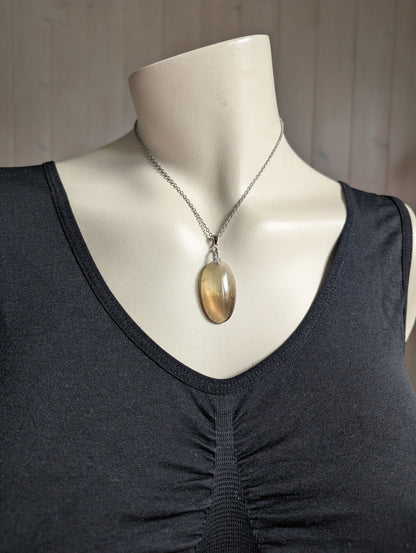 Pendentif citrine avec chaîne inox - Aurore Lune 