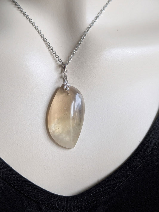 Pendentif citrine avec chaîne inox - Aurore Lune 