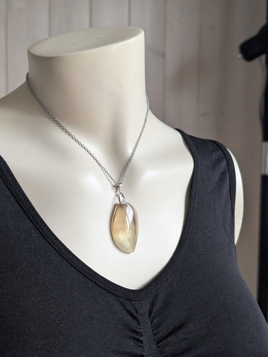 Pendentif citrine avec chaîne inox - Aurore Lune 