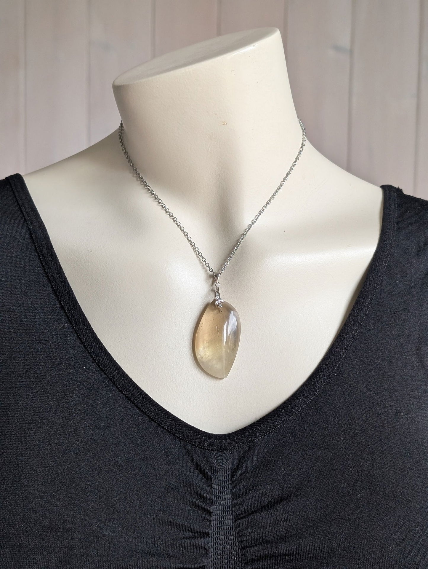 Pendentif citrine avec chaîne inox - Aurore Lune 