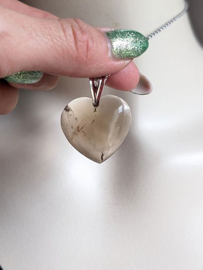 Pendentif coeur citrine avec chaîne inox - Aurore Lune 