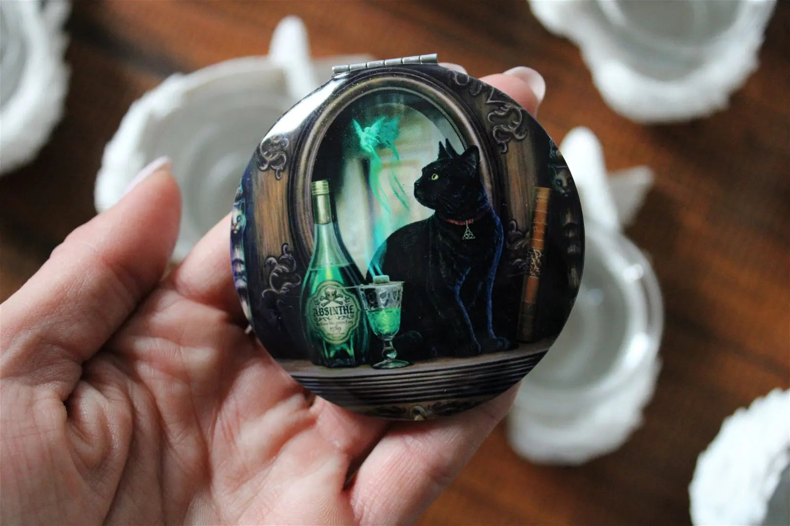 Petit miroir de poche 2 miroirs intérieurs - Aurore Lune 