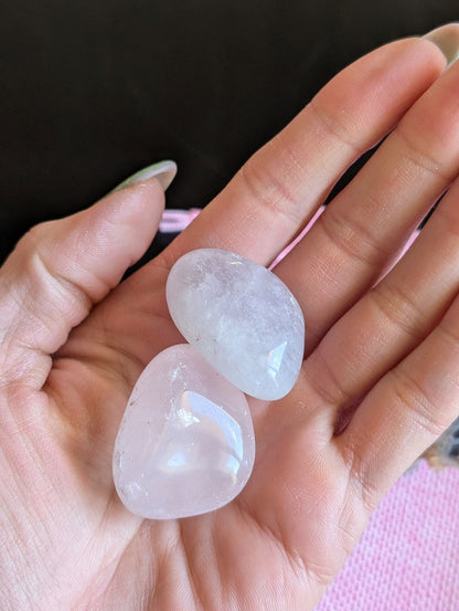 Pochon à offrir agate et quartz rose - Aurore Lune 