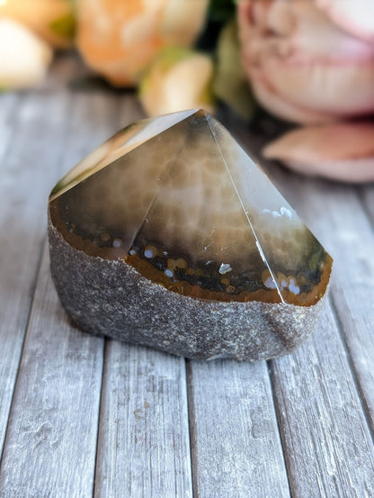 Pointe en agate du Brésil - Aurore Lune 