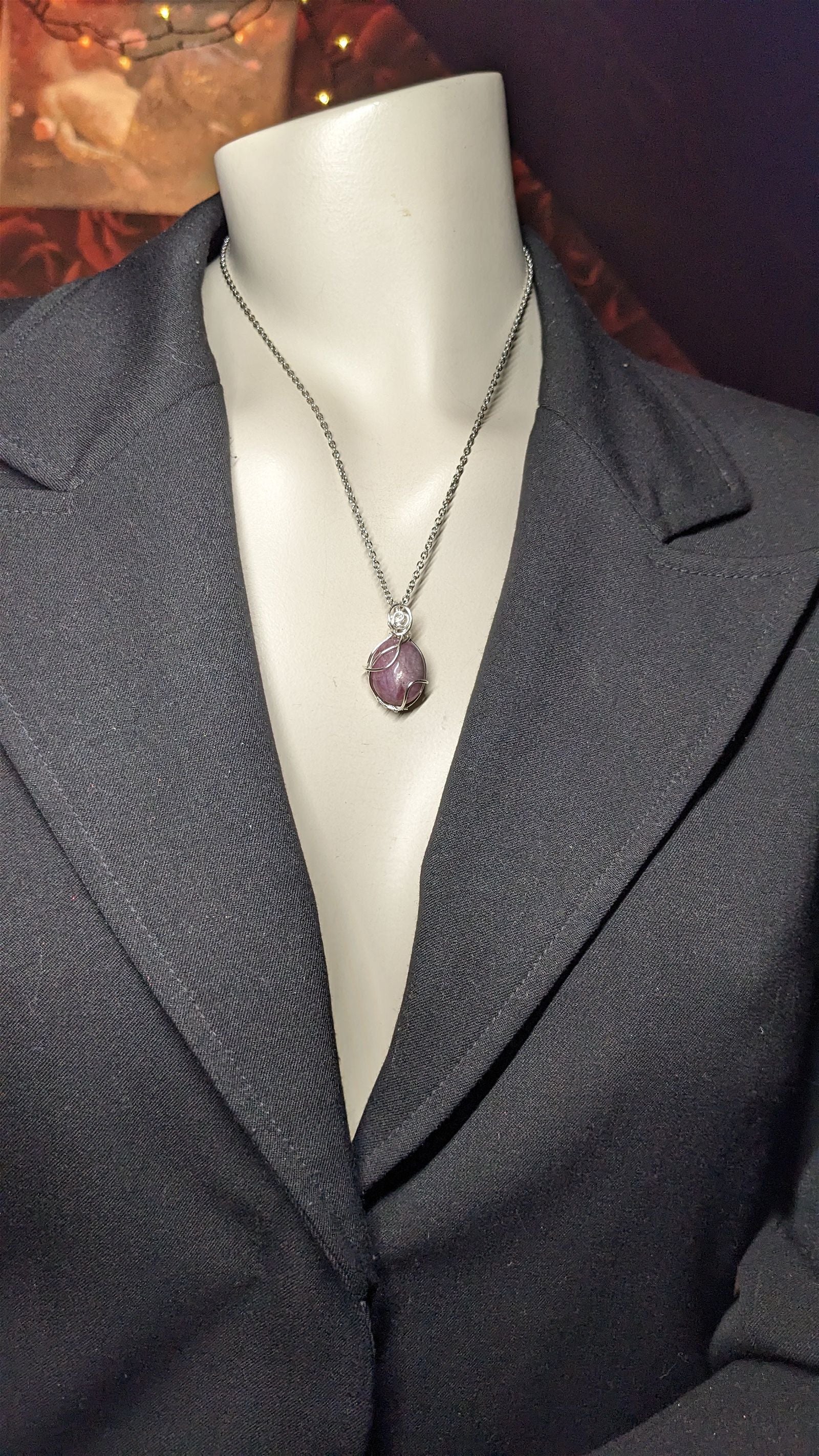 RARE Collier avec rubis étoilé - Aurore Lune 