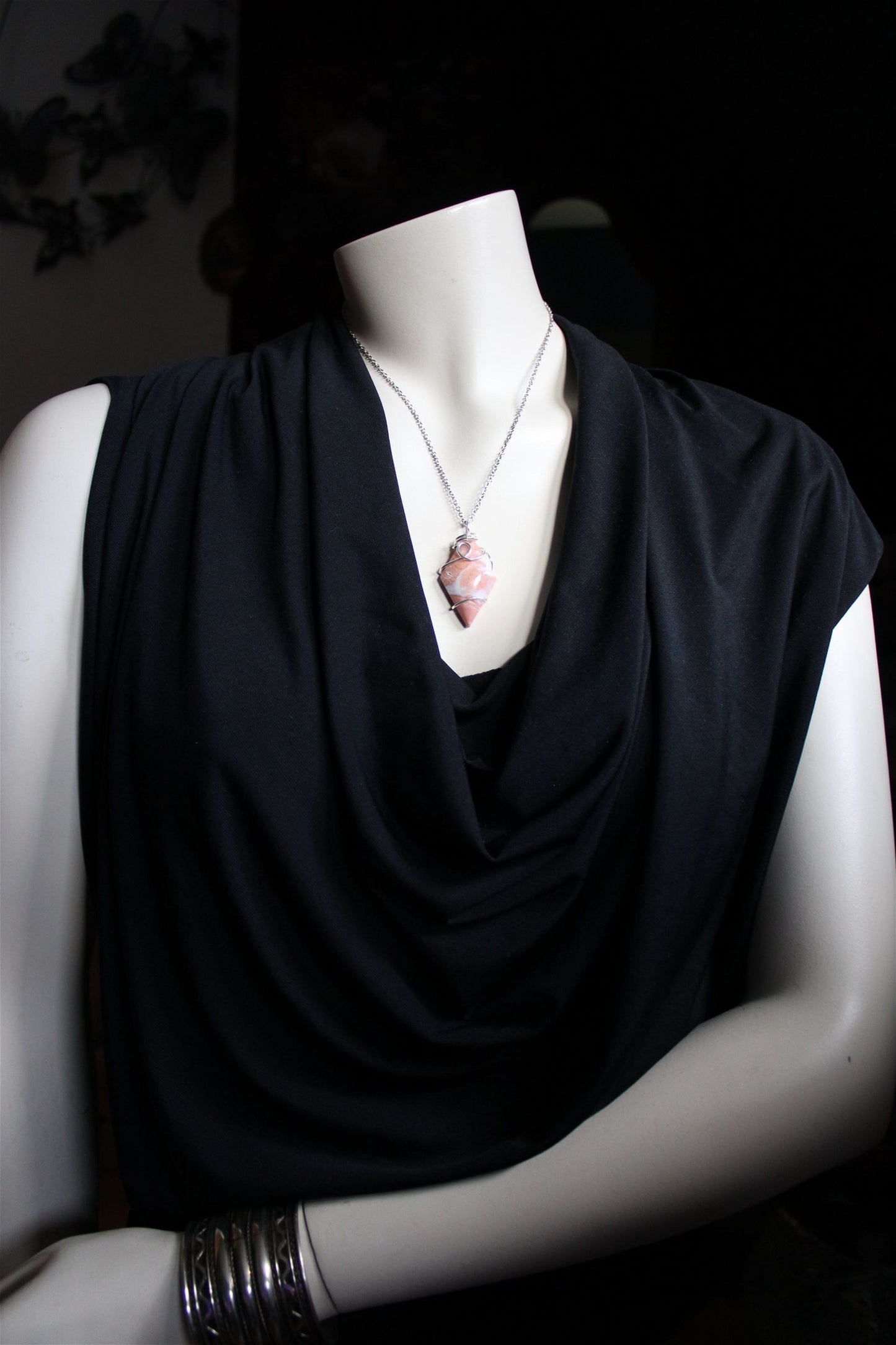 RARE * Collier de douceur en agate candy cotton SILVER FILLED - Aurore Lune 