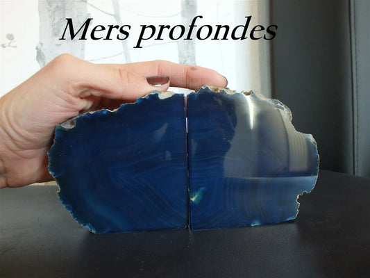 Serre livre Agate teintée du Brésil la paire AU CHOIX - Aurore Lune 