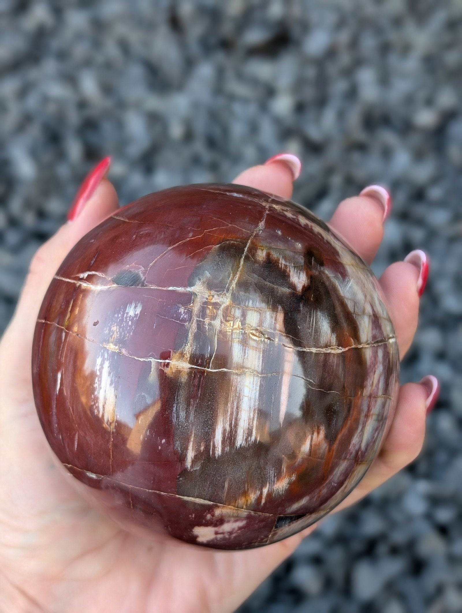 Sphère bois fossile - Aurore Lune 