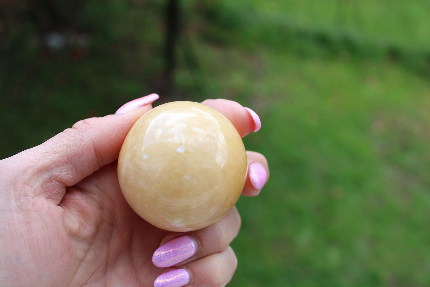 Sphère de Calcite orange avec socle * COLIS - Aurore Lune 