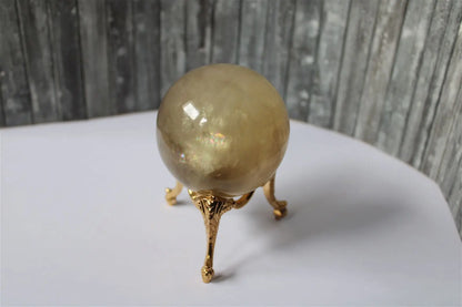 Sphère de citrine 6.5 cm - 295 grammes avec socle doré - Aurore Lune 