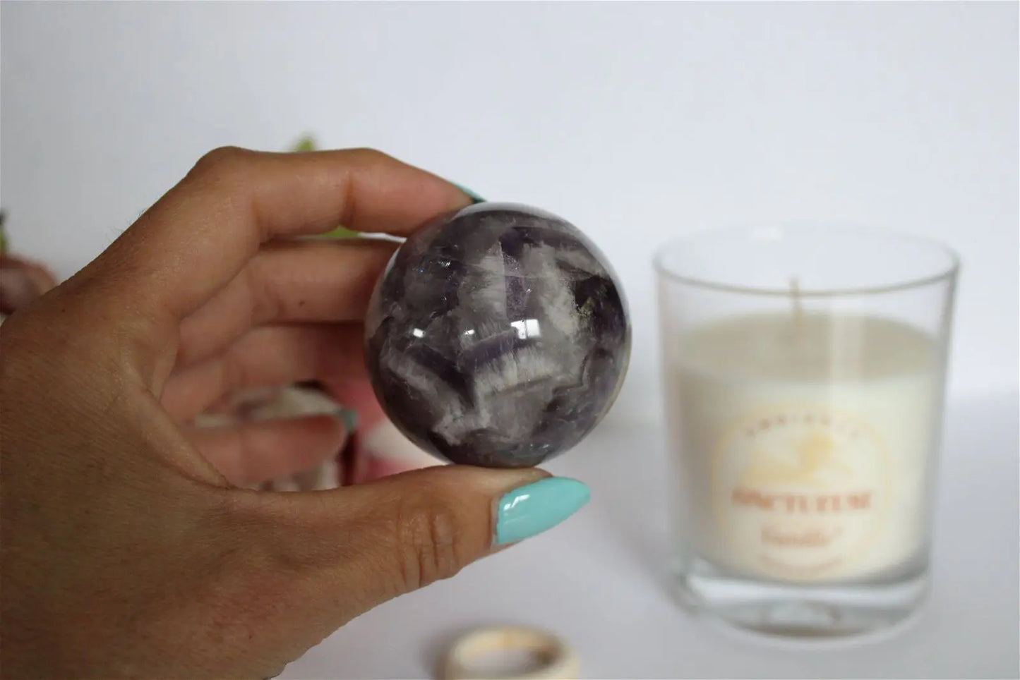Sphère en Améthyste avec socle - Aurore Lune 