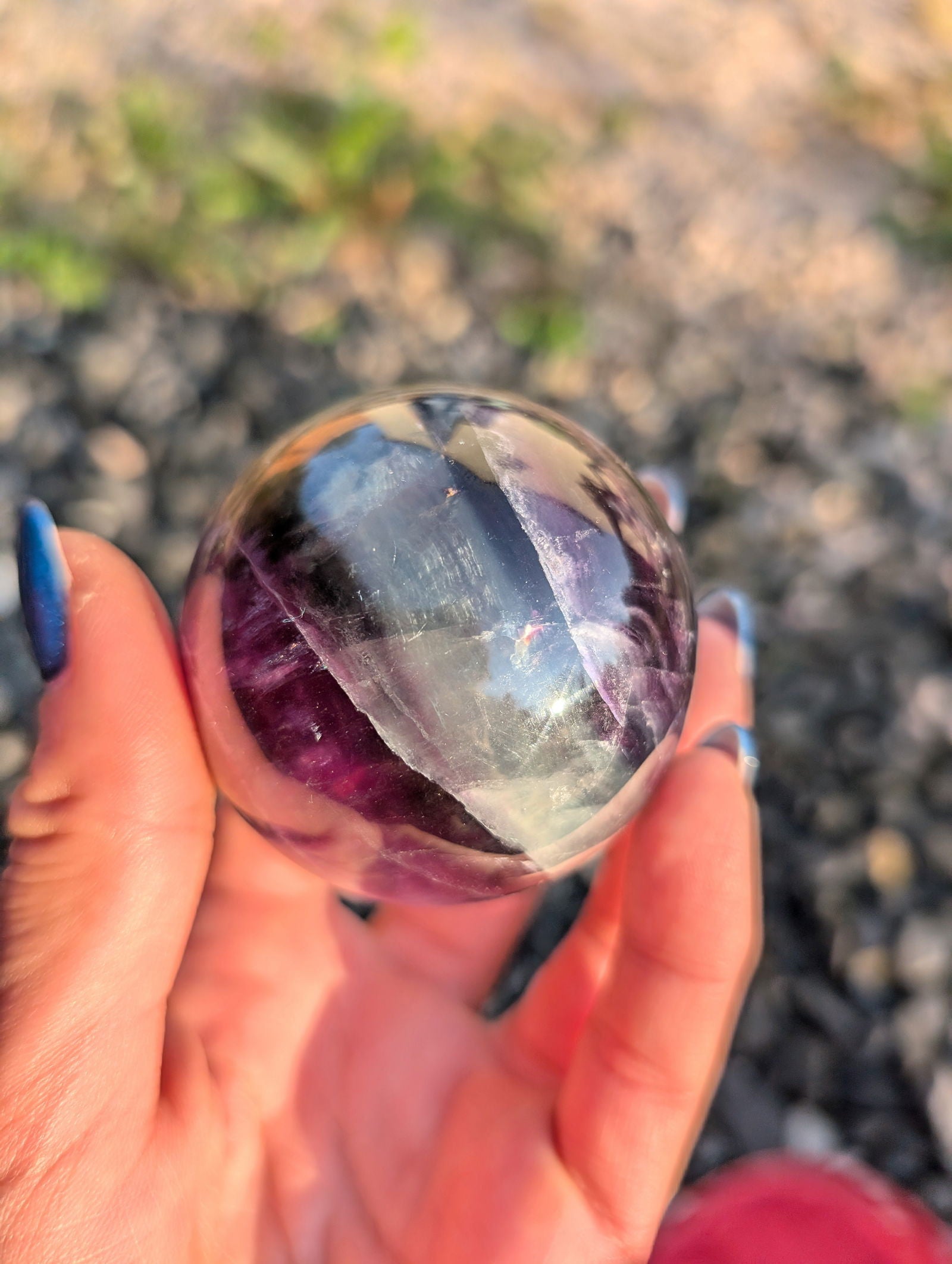 Sphère en fluorite violette et verte - Aurore Lune 