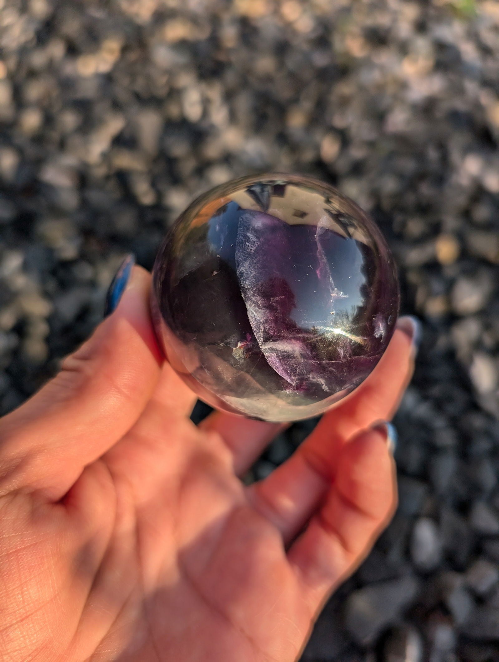 Sphère en fluorite violette et verte - Aurore Lune 