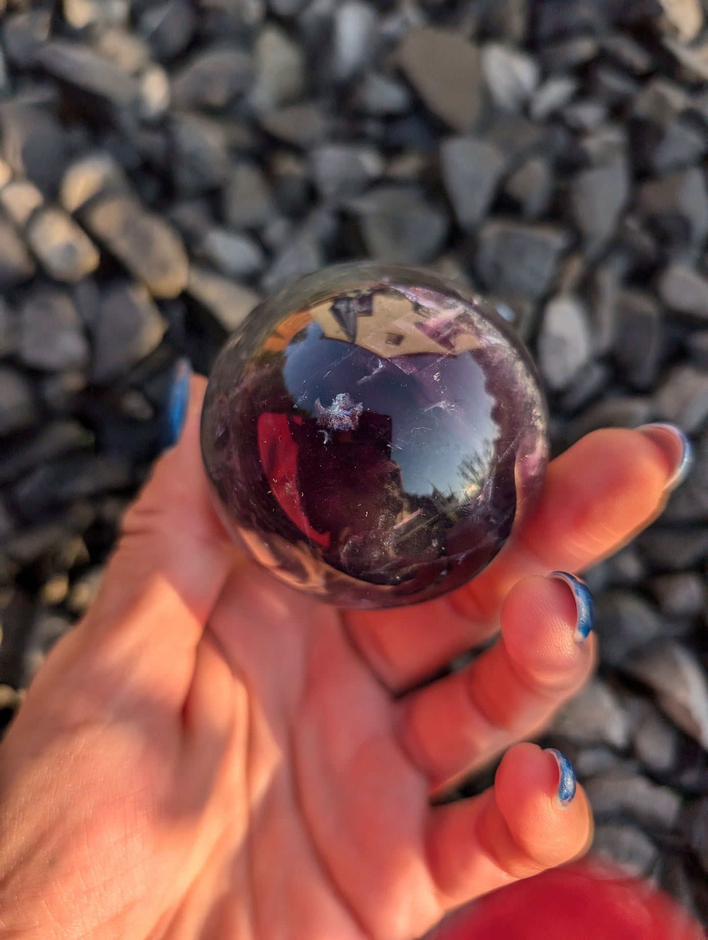 Sphère en fluorite violette et verte - Aurore Lune 