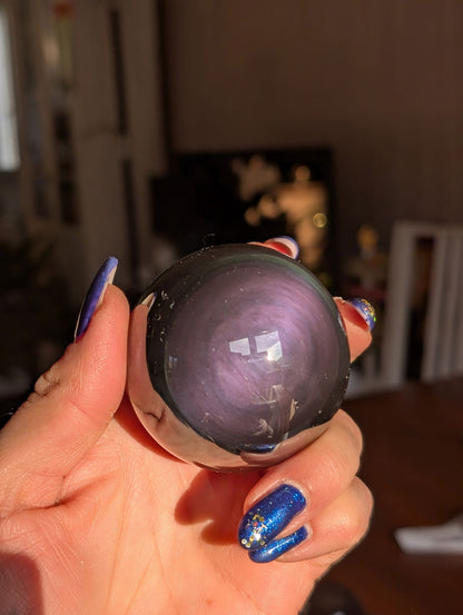 Sphère en obsidienne oeil celeste ou arc en ciel - Aurore Lune 