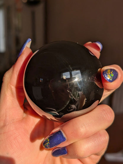 Sphère en obsidienne oeil celeste ou arc en ciel - Aurore Lune 