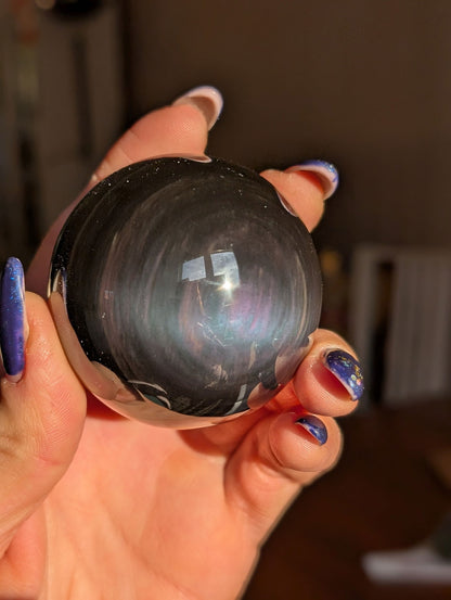 Sphère en obsidienne oeil celeste ou arc en ciel - Aurore Lune 