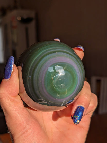 Sphère en obsidienne oeil celeste ou arc en ciel - Aurore Lune 
