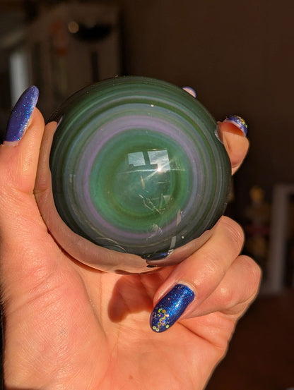 Sphère en obsidienne oeil celeste ou arc en ciel - Aurore Lune 