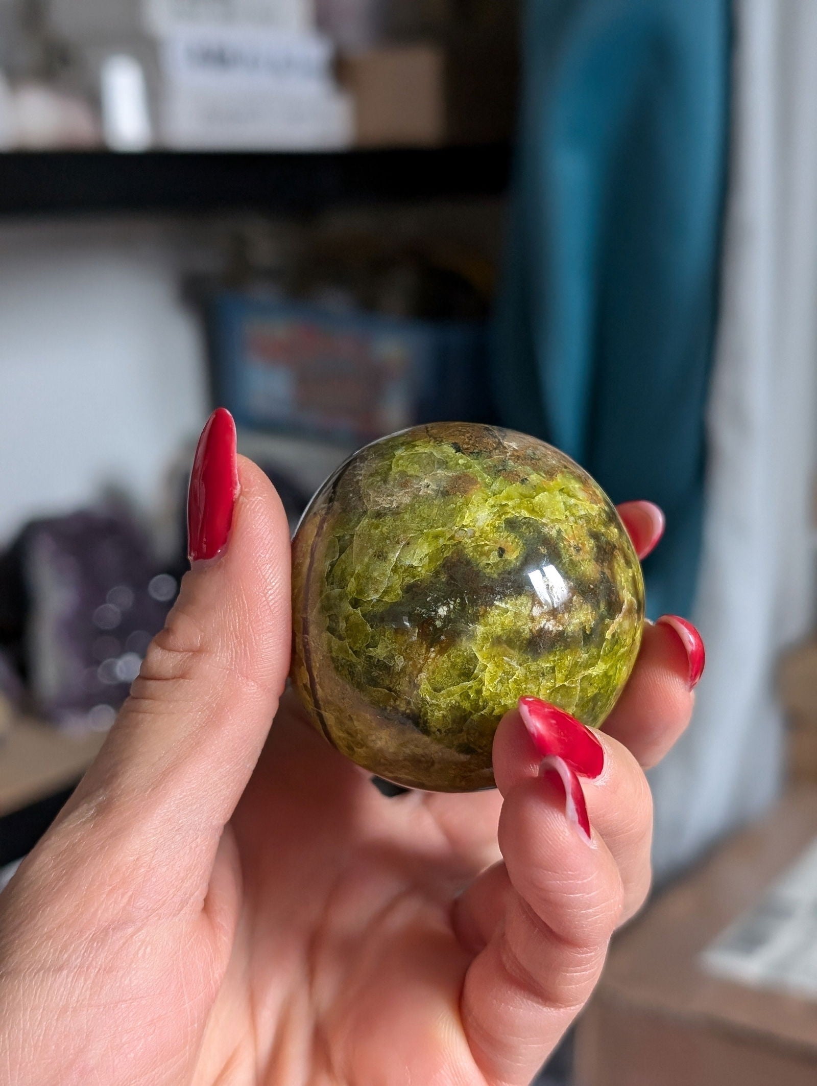 Sphère opale verte 5 cm - Aurore Lune 