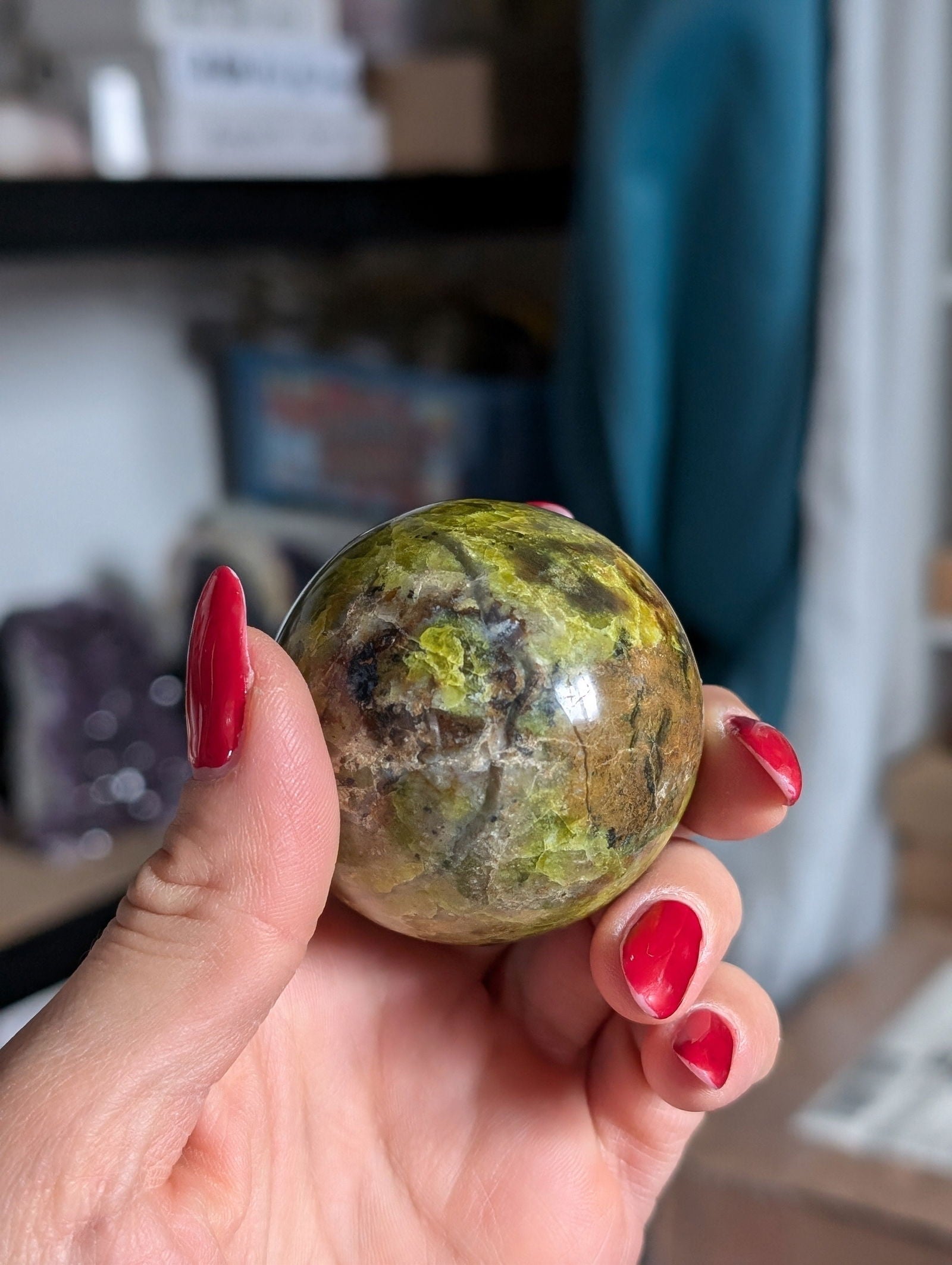 Sphère opale verte 5 cm - Aurore Lune 